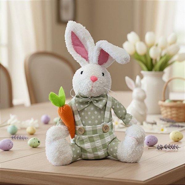 Peso de Porta Coelhinho de Jardineira Verde - 31cm - 1 unidade - Cromus - Rizzo