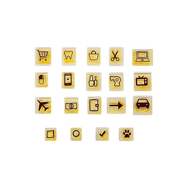 Kit Cartela de Carimbos - Ícones do Dia a Dia P - 19 unidades - Rizzo