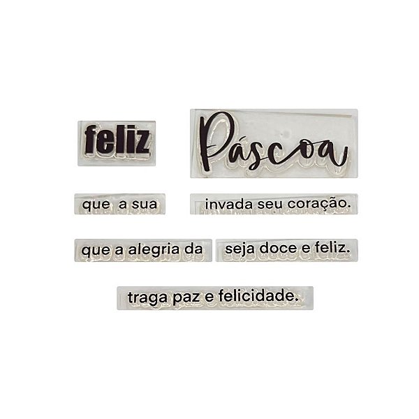 Kit Cartela de Carimbos - Frases de Páscoa M - 6 unidades - Rizzo