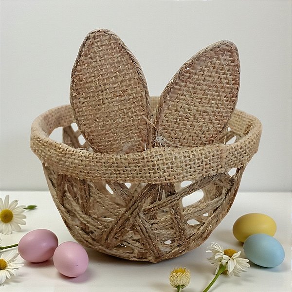 Cesta Decorativa de Páscoa - Orelhas de Coelho - 13x7x13cm - 1 unidade - FlorArte - Rizzo