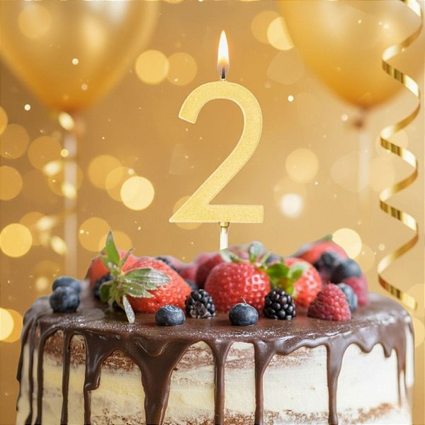 Vela Pick - Ouro - Numero 2 - 1 unidade - Regina - Rizzo