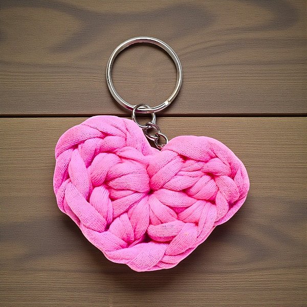 Chaveiro Coração Croche - Rosa - 5,5x5cm - 1 unidade - Rizzo