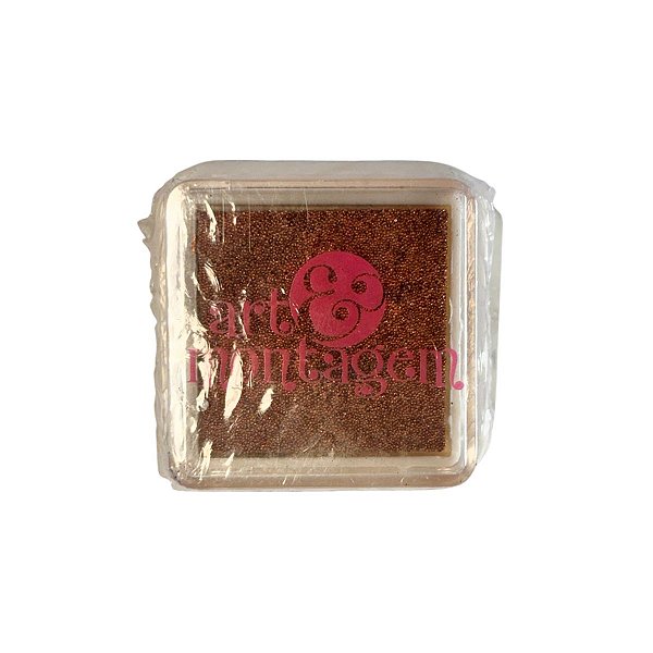 Almofada Para Carimbo em Plástico e Espuma - Carimbeira Bronze Metálico - 3x3cm - Cod.INK003-3 - 1 unidade - Rizzo
