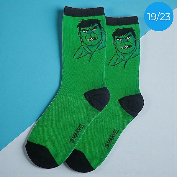Meia Infantil Cano Médio - Hulk - Vingadores - 19/23 - 1 unidade - Disney Original - Rizzo