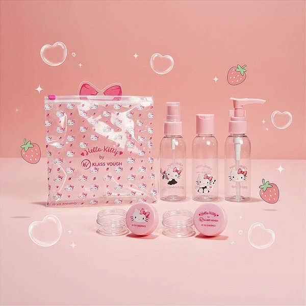 Kit Viagem 5 Frascos + Necesserie - Hello Kitty - 1 unidade - Rizzo