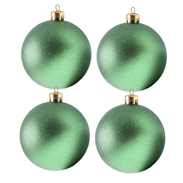 Bolas De Natal - Glitter Verde Claro - 4 unidades - Rizzo
