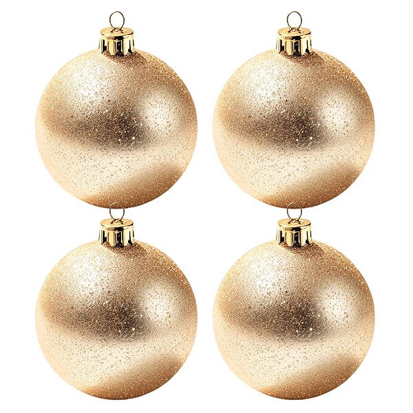 Bolas De Natal - Glitter Champagne - 4 unidades - Rizzo