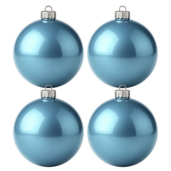 Bolas De Natal - Perolada Azul Claro - 4 unidades - Rizzo