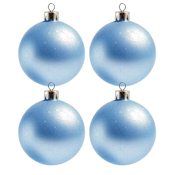 Bolas De Natal - Glitter Azul Claro - 4 unidades - Rizzo