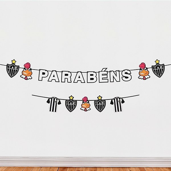 Faixa Decorativa Temática "Parabéns" - Atlético Mineiro - 150x12cm - 1 unidade - Regina - Rizzo