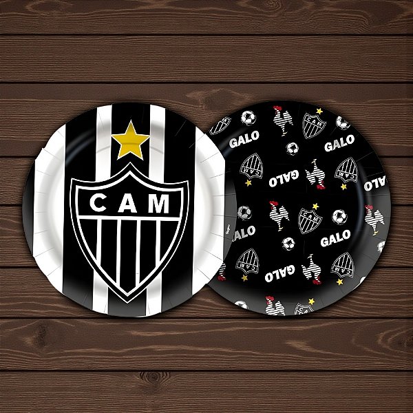 Prato de Papel Redondo - Atlético Mineiro - 18x18cm - 8 unidades - Regina - Rizzo