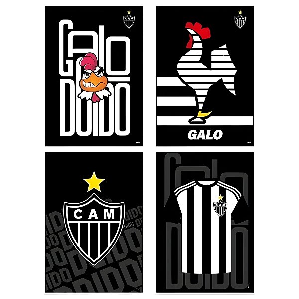 Cartaz Decorativo - Atlético Mineiro - 31x45cm - 4 unidades - Regina - Rizzo