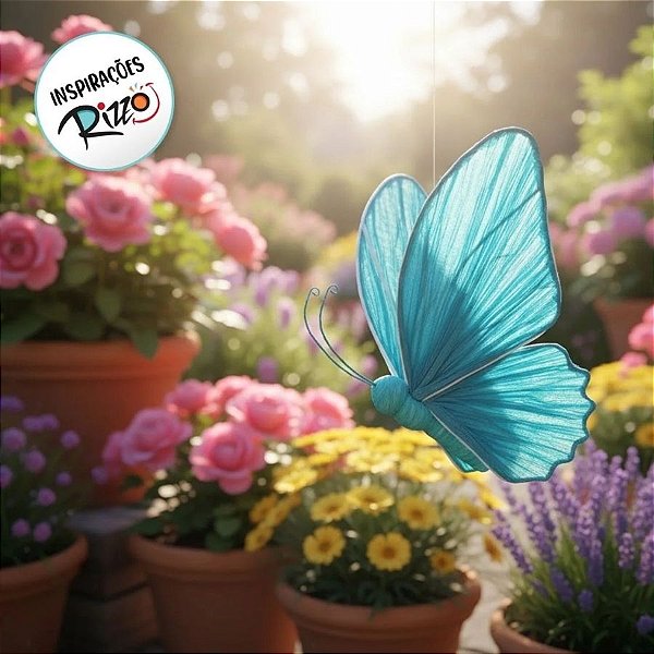 Enfeite Decorativo para Pendurar - Borboleta Turquesa - 50x36x8cm - 1 unidade - FlorArte - Rizzo
