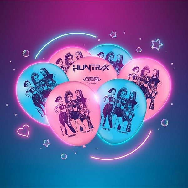 Balão de Festa Decorado 9" 23cm - Guerreiras do K-pop - Personagens - 25 unidades - Festcolor - Rizzo