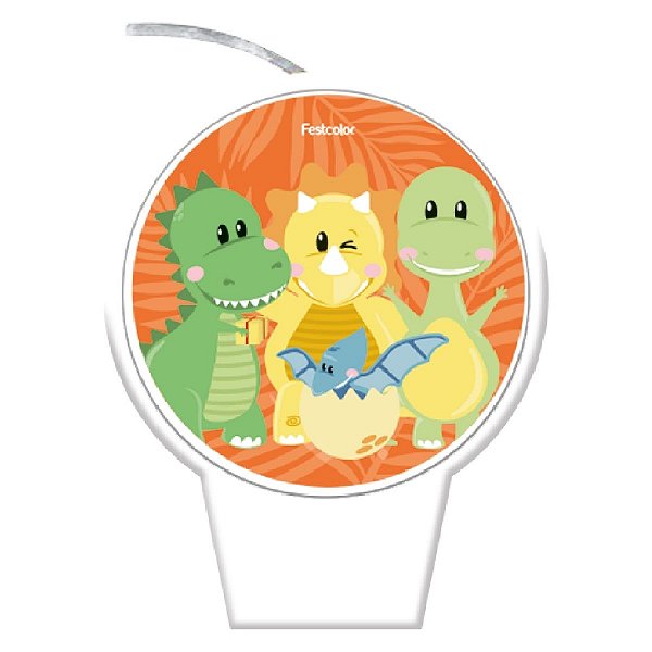 Vela Plana Adesivada - Dino Baby - 8,5cm - 1 unidade - FestColor - Rizzo