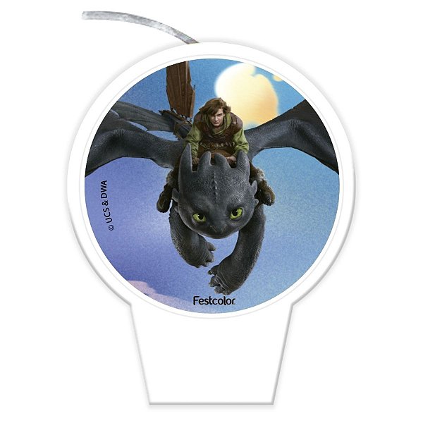 Vela Plana Adesivada - Como Treinar O Seu Dragão - 8,5cm - 1 unidade - FestColor - Rizzo