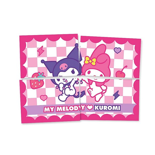 Painel Decorativo 4 Lâminas - My Melody e Kuromi - 90x64cm - 1 unidade - FestColor - Rizzo