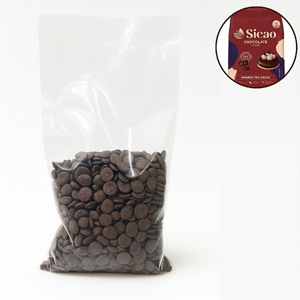 Chocolate Nobre Amargo 70% Cacau - Gotas - 500g - 1 unidade - Sicao - Rizzo