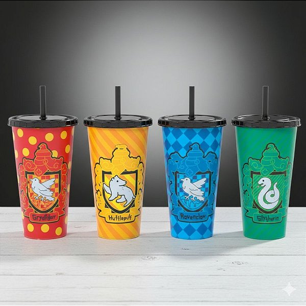 Conjunto Copo com Tampa e Canudo - Harry Potter - 700ml - 1 unidade - Plasutil - Rizzo