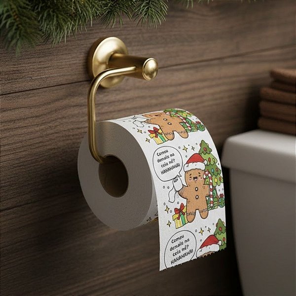 Papel Higiênico de Natal - Biscoito com Papel na Mão - 20m  - 1 unidade - Rizzo