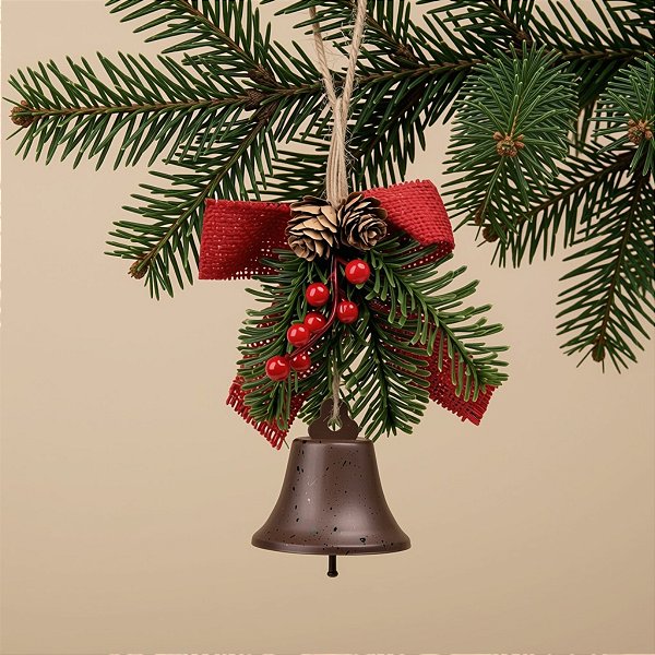 Enfeite Para Pendurar de Natal - Sino Bronze - 14x23x6,5cm - 1 unidade - Cromus - Rizzo