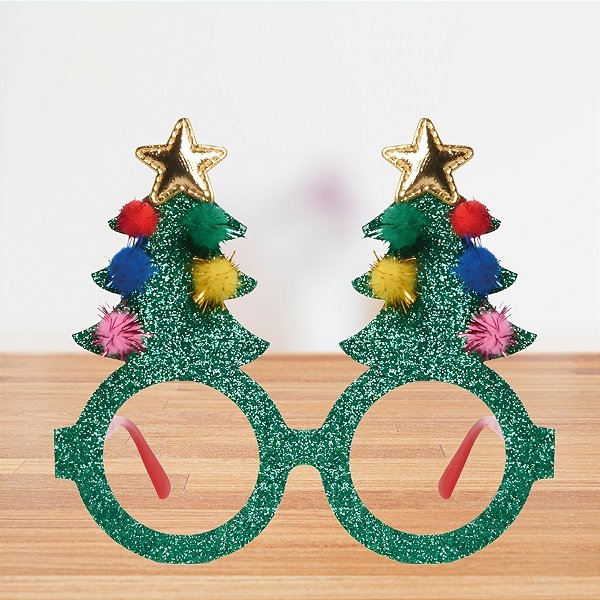 Óculos Decorativo de Natal - Árvore Decorada - 12x14x14,5cm - 1 unidade - Cromus - Rizzo