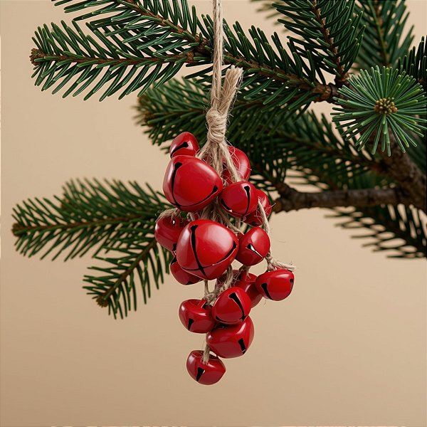 Enfeite Para Pendurar de Natal - Guizo Vermelho - 13,5x10x4cm - 1 unidade - Cromus - Rizzo