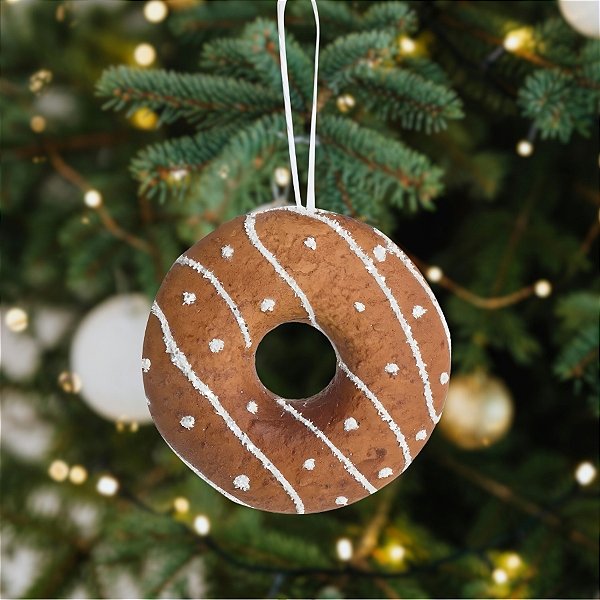 Enfeite Para Pendurar de Natal - Donuts Marrom Claro - 7x7x2,5cm - 1 unidade - Cromus - Rizzo