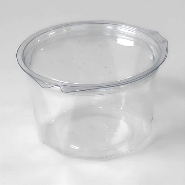 Pote Redondo PET com Tampa Articulada - Descartável Transparente - Ref.B 771 D - 450ml - 10 unidades - BWB - Rizzo