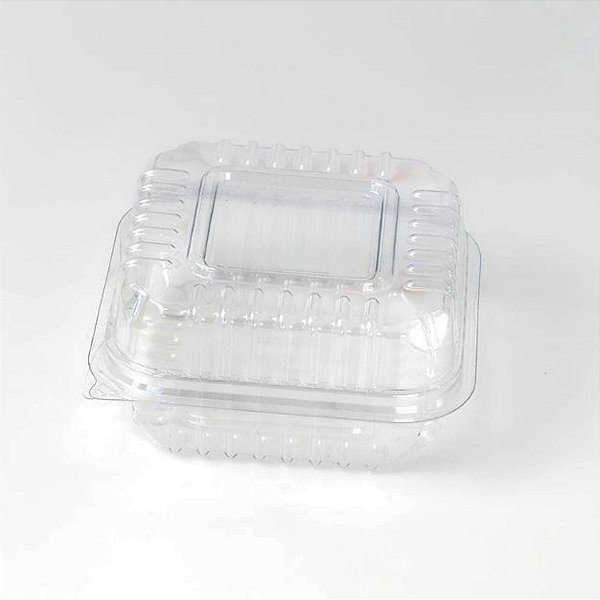 Pote Quadrado PET com Tampa Articulada - Descartável Transparente - Ref.B 655 - 300ml - 10 unidades - BWB - Rizzo