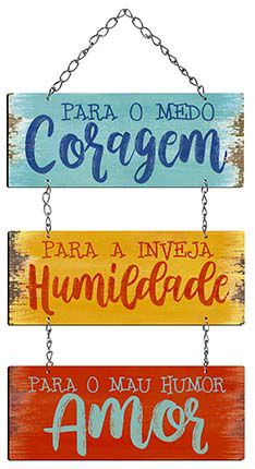 Plaquinha Decorativa MDF Coragem Humildade Amor - LitoArte - Rizzo Embalagens