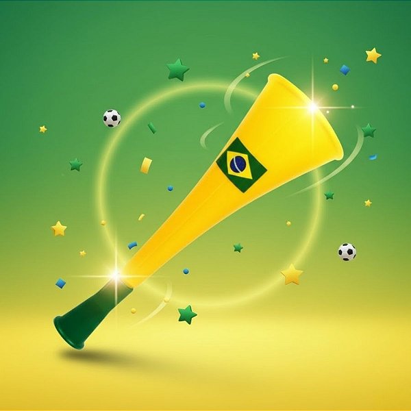 Corneta Cilíndrica Brasil - Verde e Amarelo - 30cm - 1 unidade - Rizzo