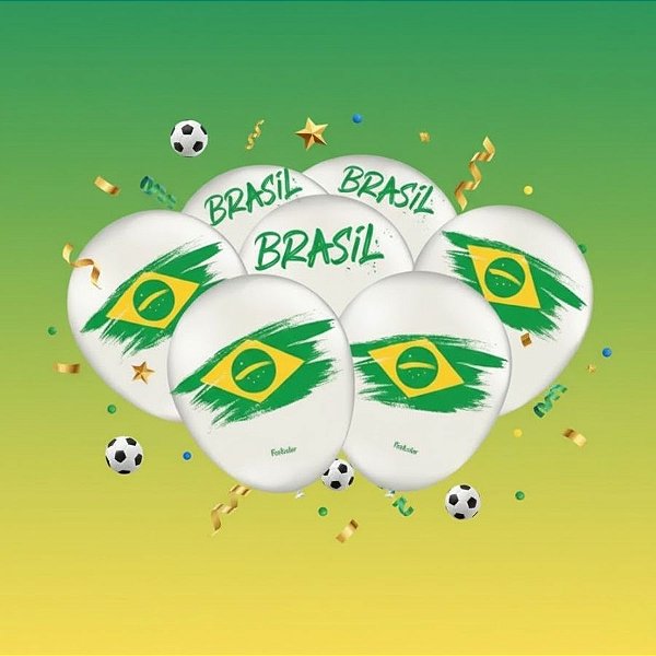 Balão de Festa Decorado Especial 9" 25cm - Copa Do Mundo - 25 unidades - Festcolor  - Rizzo