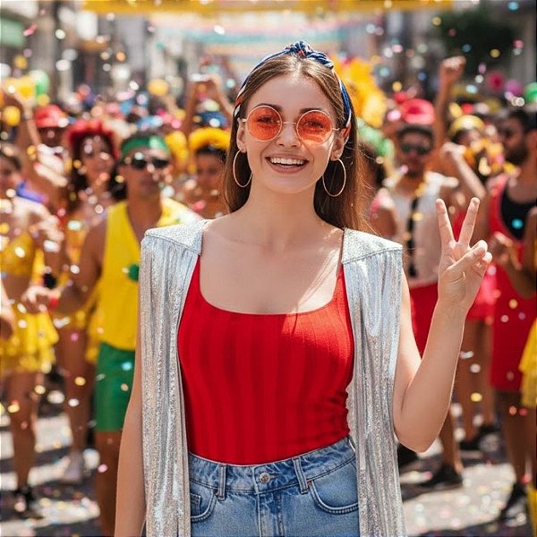 Ombreira Metalizada de Carnaval - Prata - 20cm - 2 unidades - Rizzo