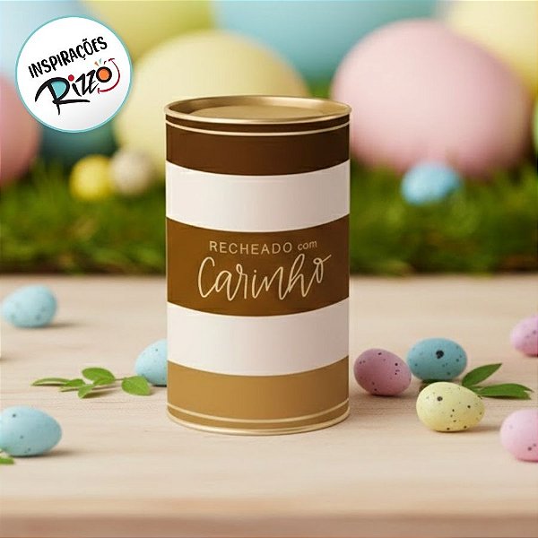 Lata Rigida para Ovos de 350g - Recheado com Carinho - 10x18cm - 1 unidade - Cromus - Rizzo