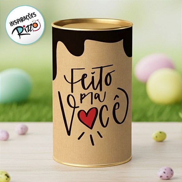 Lata Rigida para Ovos de 500g Kraft Doçura - Feito com Amor - 13x22cm - 1 unidade - Cromus - Rizzo