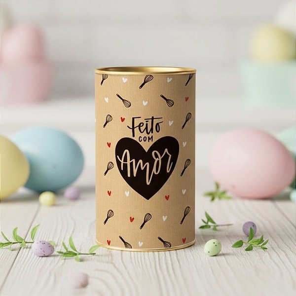 Lata Rigida para Ovos de 250g - Feito com Amor - 9x16,5cm - 1 unidade - Cromus - Rizzo