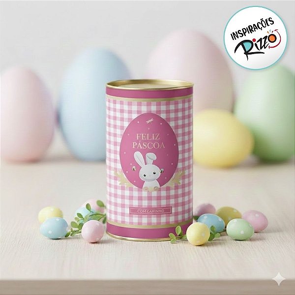 Lata Rigida para Ovos de 250g - Contos De Páscoa - Rosa - 9x16cm - 1 unidade - Cromus - Rizzo