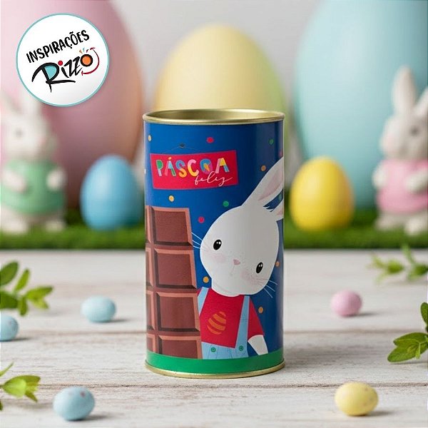 Lata Rigida para Ovos de 350g - Brilho de Páscoa Azul - 10x18cm - 1 unidade - Cromus - Rizzo