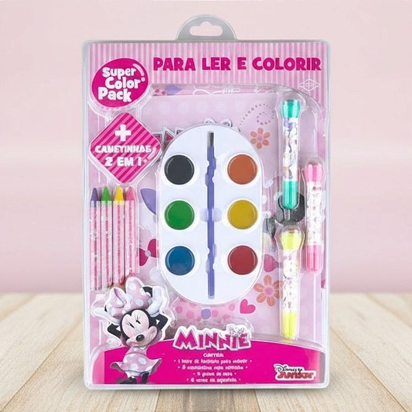 Kit Para Ler e Colorir Aquarela - Minnie Mouse - 14 Itens - 1 unidade - Disney Original - Rizzo