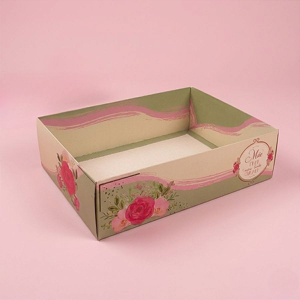 Cesta de Papel Cartão - Amor de Mãe Kraft - 24x17x6,5cm - 1 unidade - Decora Doces - Rizzo