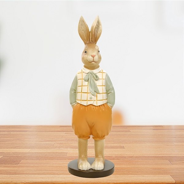 Coelho de Resina Decorativo - Breeze Laranja - 6x23x6,5cm - 1 unidade - Cromus - Rizzo