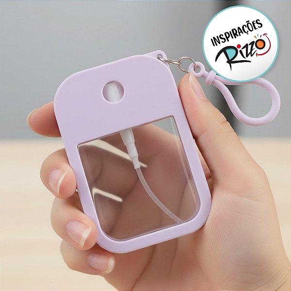 Frasco Spray Portátil Macaron Cartão com Capa de Silicone e Gancho - 38ml - Lilás - 1 unidade - Rizzo