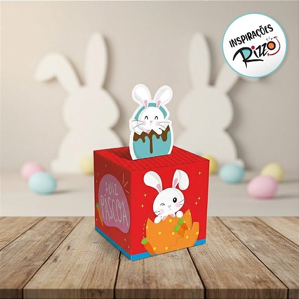 Caixa Pop Up - Surpresa de Páscoa - M 9x9x11cm - 10 unidades - Cromus - Rizzo