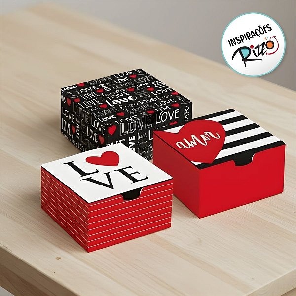 Caixa Divertida para 4 Brigadeiros - Caixa Divertida Love - Sortido - 8,5x8,5x3,5cm - 10 unidades - Cromus - Rizzo