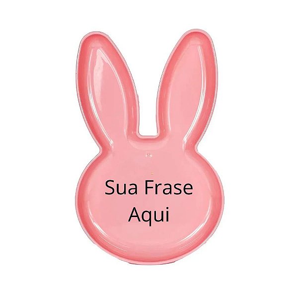 Bandeja Coelho com Frase Personalizado - Rosa - 25x15cm  - 1 unidade - Rizzo