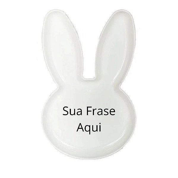 Bandeja Coelho com Frase Personalizado - Branco - 25x15cm  - 1 unidade - Rizzo