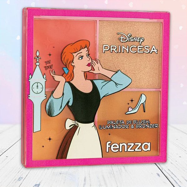 Paleta de Blush, Iluminador e Bronzer - Cinderela - Princesas - 16,4g - 1 unidade - Disney Original - Rizzo