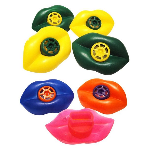 Mini Brinquedo Apito Boquinha Colorido Sortido - 4 x 6cm - 12 Unidades - Dodo Brinquedos - Rizzo Embalagens