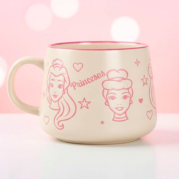 Caneca de Cerâmica - Princesas - 500ml - 1 unidade - Disney Original - Rizzo